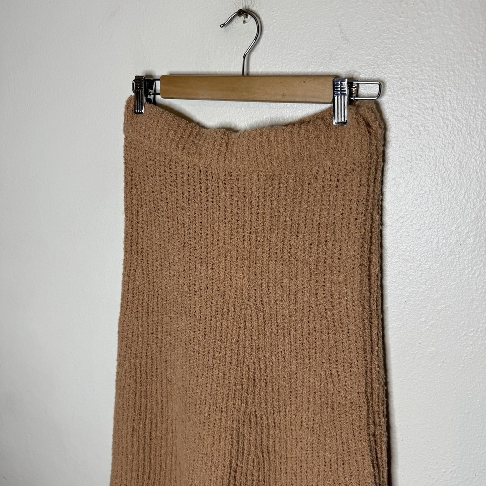 New Mango Rib Flare Beige Soft Midi Pull On Skirt Minimalist Women's Small - Picture 2 of 12
